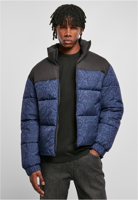Urban Classics AOP Retro Puffer Jacket darkblue damast aop - 5XL