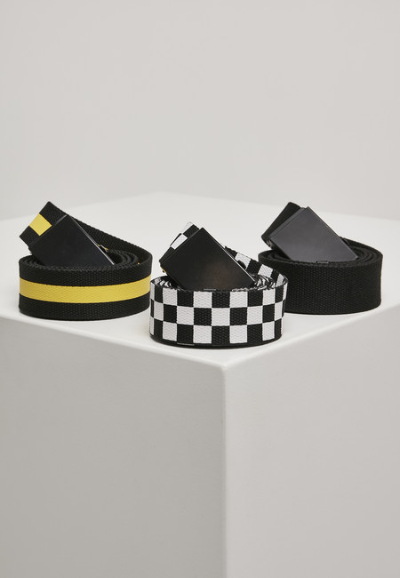 Urban Classics Belts Trio black/white/yellow - S/M