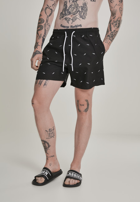 Urban Classics Embroidery Swim Shorts shark/black/white - XXL