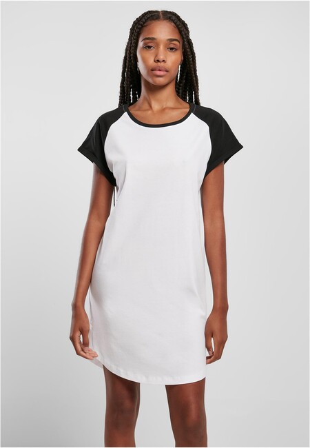 Urban Classics Ladies Contrast Raglan Tee Dress white/black - XXL