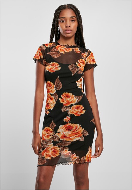 Urban Classics Ladies Mesh Double Layer Dress mangorose - 3XL