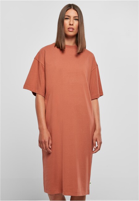 Urban Classics Ladies Organic Long Oversized Tee Dress terracotta - 4XL