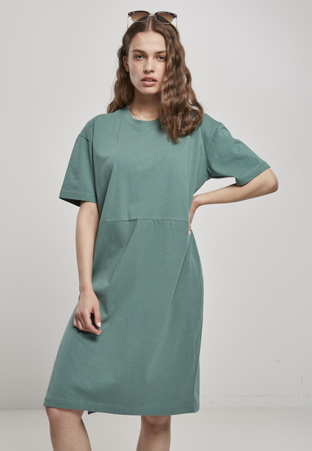 Urban Classics Ladies Organic Oversized Slit Tee Dress paleleaf - S