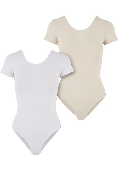 Urban Classics Ladies Organic Stretch Jersey Body 2-Pack white+whitesand - XXL