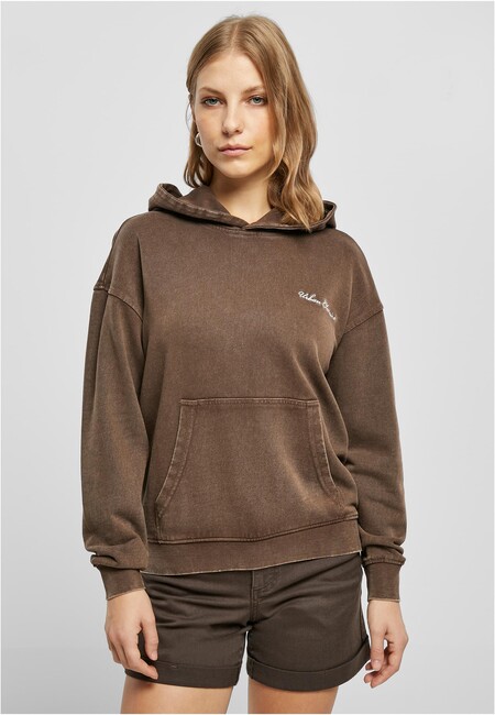 Urban Classics Ladies Small Embroidery Terry Hoody brown - XL