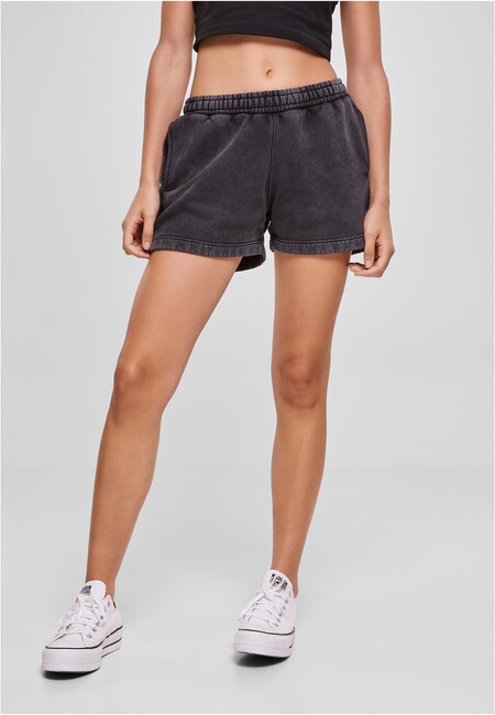Urban Classics Ladies Stone Washed Shorts black - 4XL