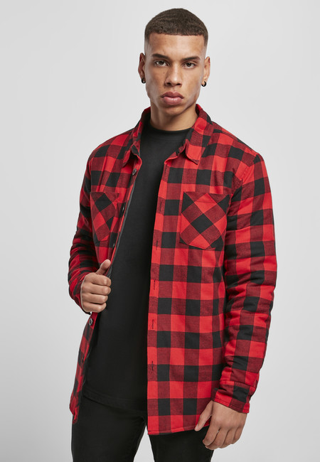 Urban Classics Padded Check Flannel Shirt black/red - 5XL