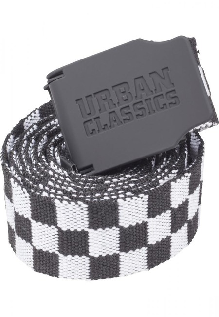 Urban Classics UC Canvas Belt Checkerboard 150cm black/white - UNI