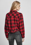 Urban Classics Ladies Short Oversized Check Shirt black/red