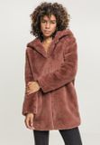 Urban Classics Ladies Hooded Teddy Coat darkrose