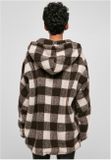 Urban Classics Ladies Hooded Oversized Check Sherpa Jacket pink/brown
