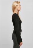 Urban Classics Ladies Short Rib Knit One Sleeve Sweater black