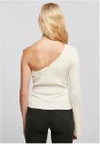 Urban Classics Ladies Short Rib Knit One Sleeve Sweater whitesand