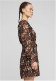 Urban Classics Cloud5ive Damen Kleid in Wickeloptik mit Bindegürtel und Blumenprint black