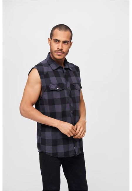 Brandit Checkshirt Sleeveless black/grey - XL