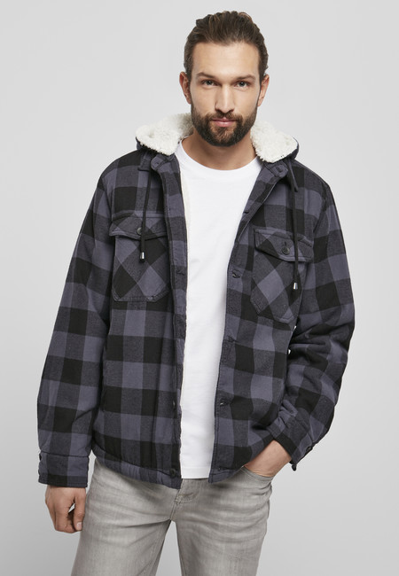Brandit Lumberjacket hooded black/grey - S