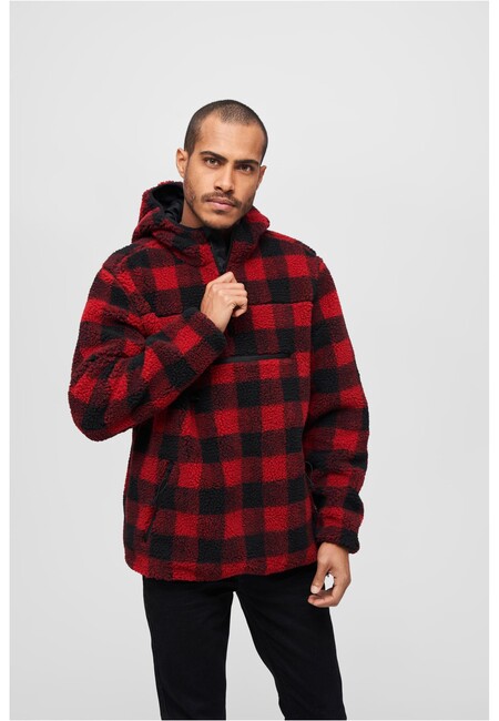 Brandit Teddyfleece Worker Pullover Jacket red/black - XL