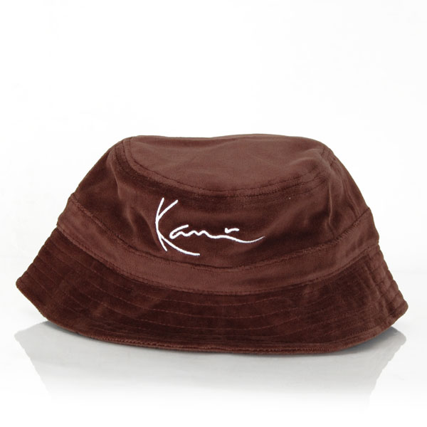 E-shop Karl Kani Velvet Bucket Hat Dark Brown - UNI