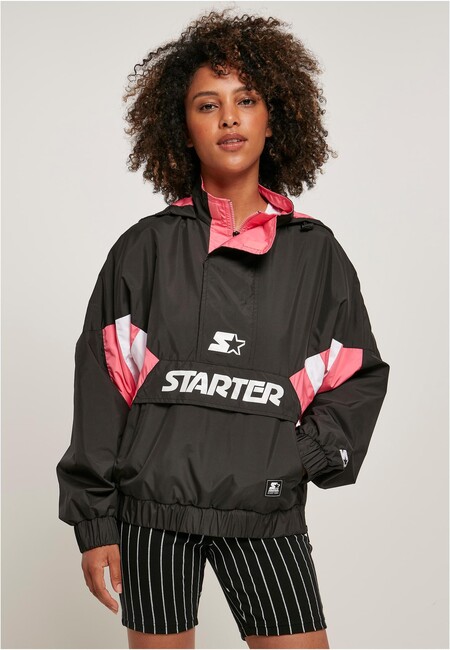 E-shop Ladies Starter Colorblock Halfzip Windbreaker black/pinkgrapefruit - L