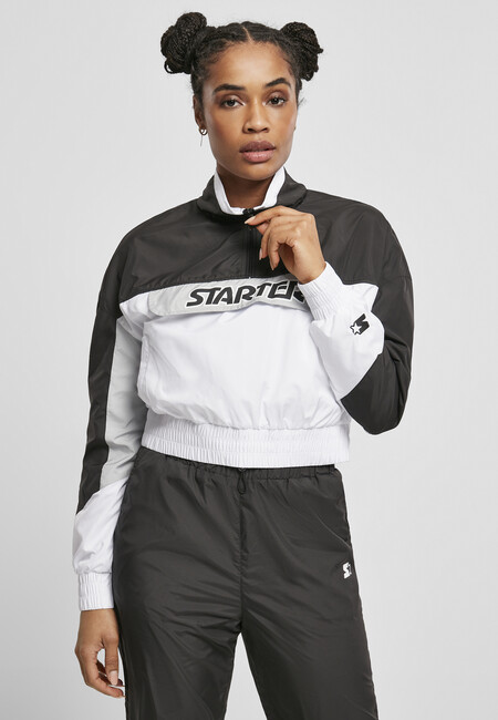 Ladies Starter Colorblock Pull Over Jacket black/white - XS