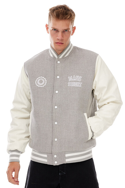 Mass Denim Athletic Baseball Jacket heather grey - L
