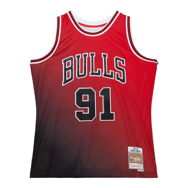 E-shop Mitchell & Ness Chicago Bulls #91 Dennis Rodman Golden Hour Glaze Swingman Jersey red - XL