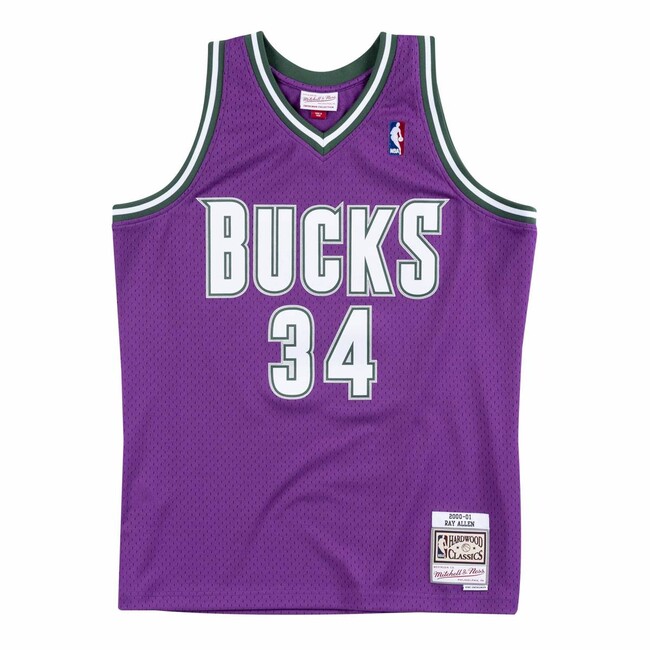 E-shop Mitchell & Ness Milwaukee Bucks #34 Ray Allen Swingman Jersey purple (SMJYAC18014) - L