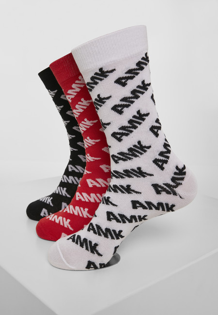 Mr. Tee AMK Allover Socks 3-Pack black/red/white - 39–42