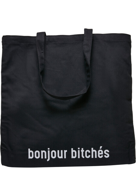 Mr. Tee Bonjour Bitches Oversize Canvas Tote Bag black - UNI