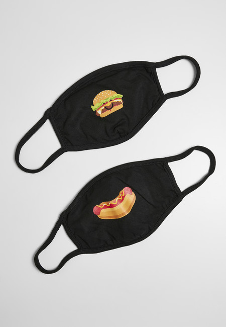 E-shop Mr. Tee Burger and Hot Dog Face Mask 2-Pack black - UNI