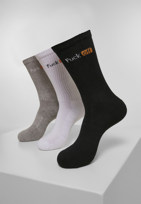 Mr. Tee Fuck Off Socks 3-Pack black/white lightgrey - 43–46
