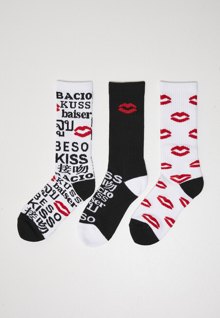 Mr. Tee Kiss Socks 3-Pack black/white/red - 39–42