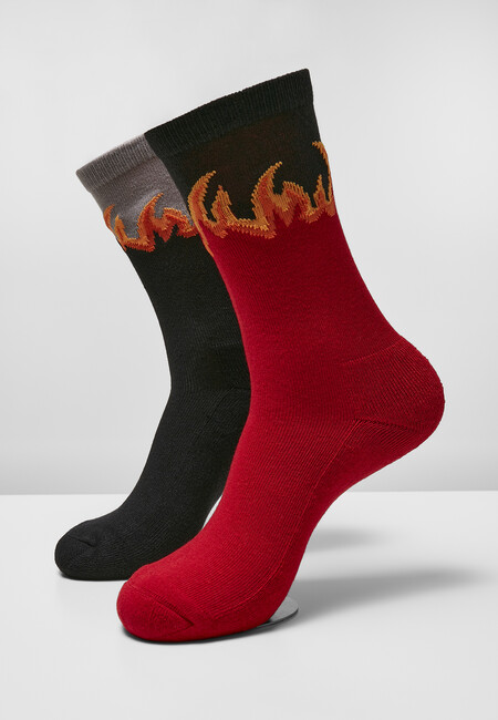 Mr. Tee Long Flame Socks  2-Pack red/black - 47–50