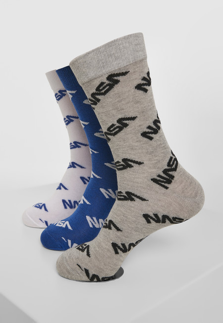 E-shop Mr. Tee NASA Allover Socks 3-Pack blue/grey/white - 39–42