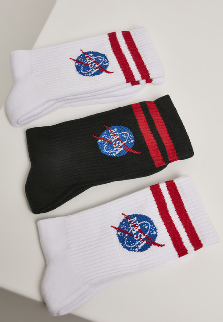 E-shop Mr. Tee NASA Insignia Socks 3-Pack white/black/white - 47–50