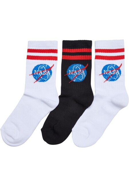 E-shop Mr. Tee NASA Insignia Socks Kids 3-Pack white/black - 27–30