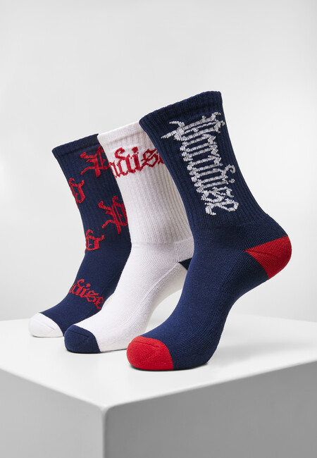 E-shop Mr. Tee Paradise Socks 3-Pack navy/white/red - 35–38