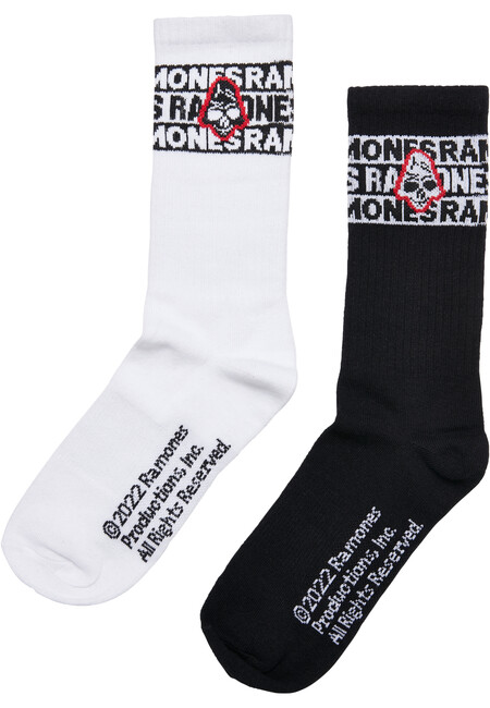Mr. Tee Ramones Skull Socks 2-Pack black/white - 43–46