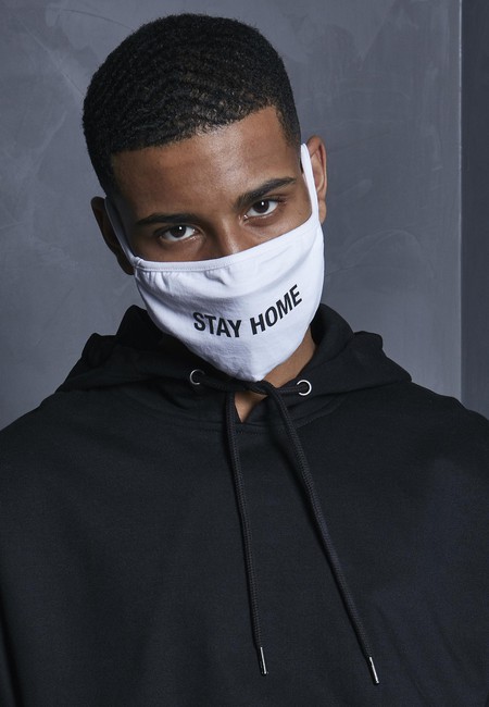 Mr. Tee Stay Home  Face Mask white - UNI
