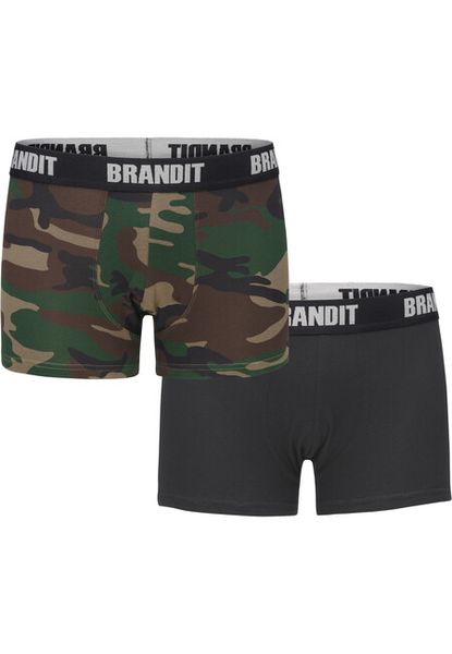 Brandit Boxershorts Logo 2er Pack woodland/black