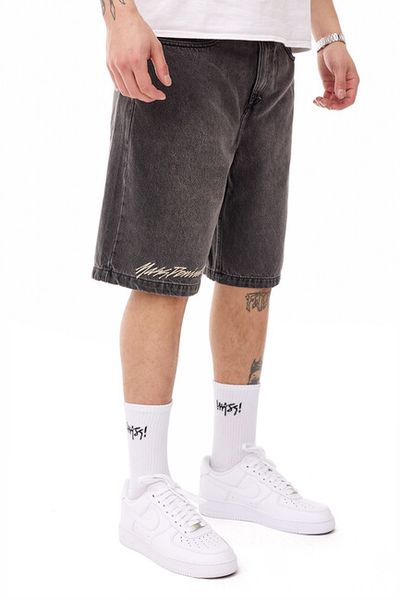 Mass Denim Initials Jeans Shorts loose fit black washed