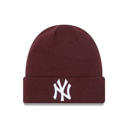 Zimná čapica New Era MLB League Essential Cuff Knit NY Yankees Maroon