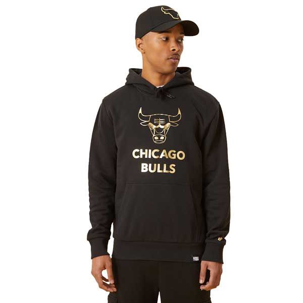 Mikina New Era NBA Gold Metallic Logo Hoodie Chicago Bulls Black Gold
