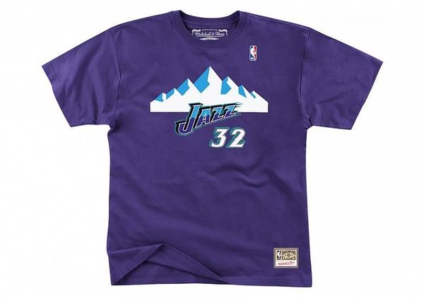 T-shirt Mitchell & Ness Utah Jazz # 32 Karl Malone Name & Number Tee purple