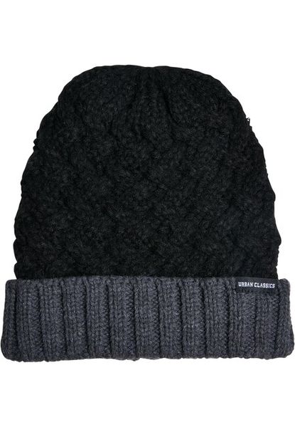 Urban Classics Braid Knit Beanie black/heathergrey
