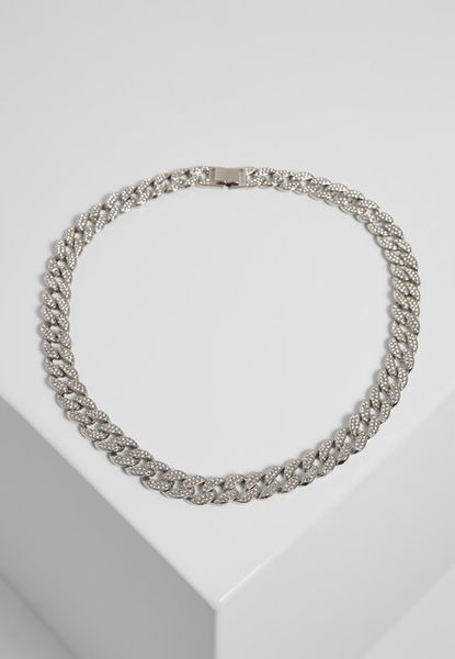 Urban Classics Heavy Necklace With Stones silver