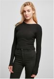 Urban Classics Ladies Cropped Rib Knit Twisted Back Sweater black