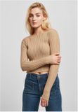 Urban Classics Ladies Cropped Rib Knit Twisted Back Sweater unionbeige