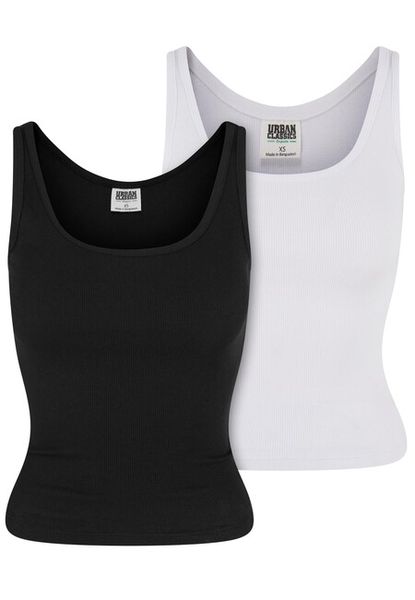 Urban Classics Ladies Organic Basic Rib Top 2-Pack black+white