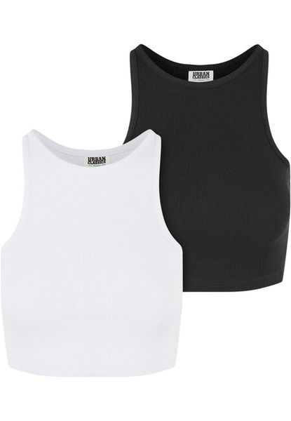 Urban Classics Ladies Organic Cropped Rib Top 2-Pack white+black